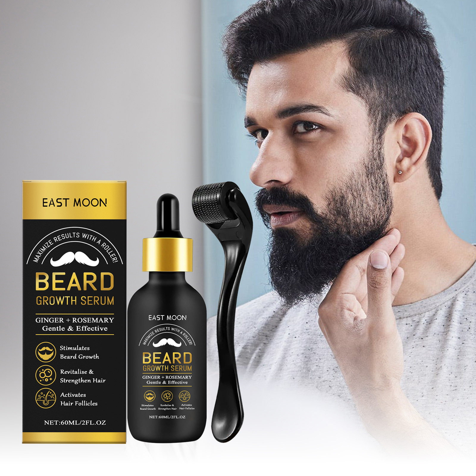 Men'S Grooming Tonic - Bartpflegeöl zur Verdichtung mit Rollkugel 0,25mm,